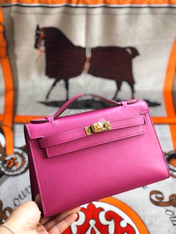 에르메스 미니 켈리백22 로즈퍼플 금장 스위프트